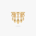 This image shows a titanium 14k gold plated clicker with 5 solid fringe dangles