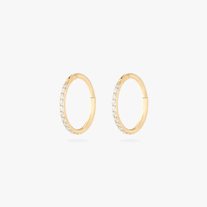 10mm seamless pave clicker in gold color [pair] color:null|gold