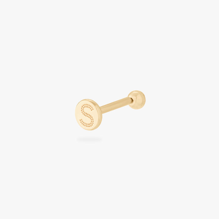 This is an image of a 14k gold flatback stud that is a solid gold ball shape. color:null|14k gold