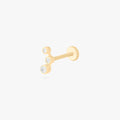 This is an image of a 14k gold flatback stud with 3 clear cz bezels in a cluster shape.