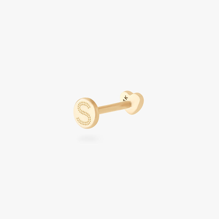 This is an image of a 14k gold flatback stud in the shape of a heart.