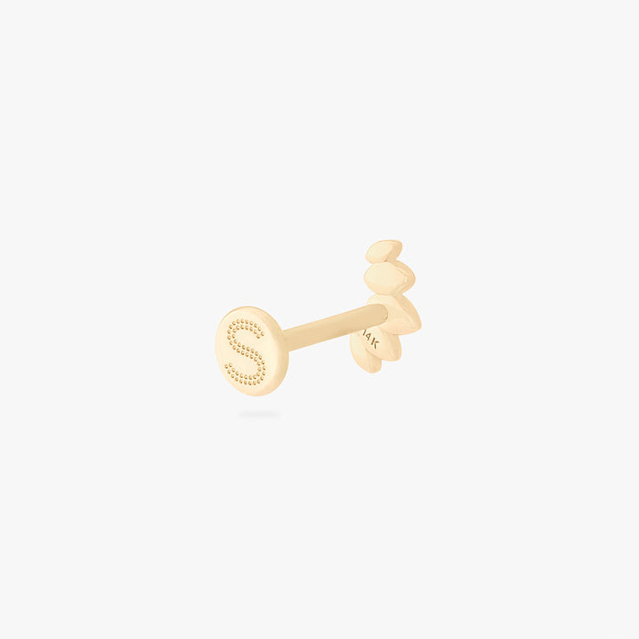 This is an image of a 14k gold flatback stud that is a solid gold crown marquise shape.