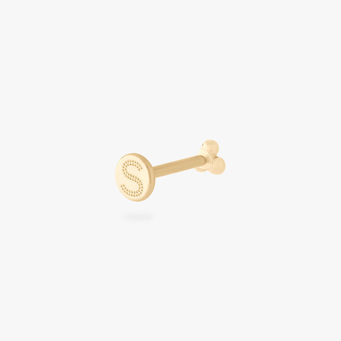 This is an image of a 14k gold flatback stud with 3 gold beads creating a triangle shape. color:null|14k gold