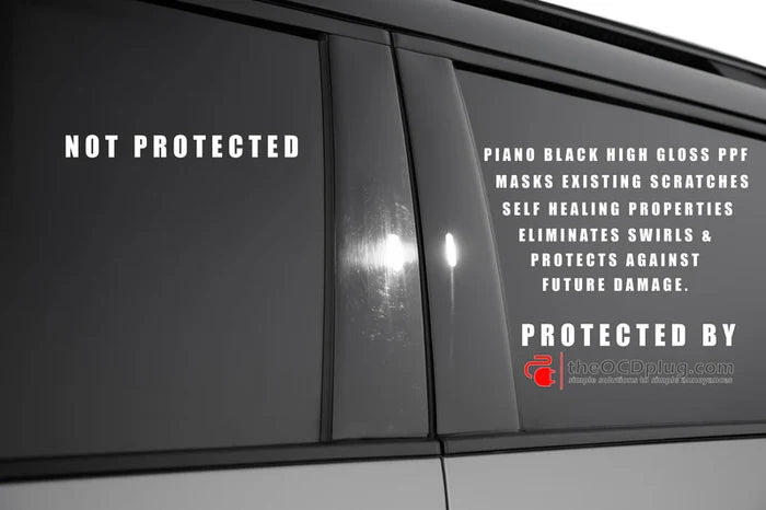 2021-2024 Toyota Highlander | (4 Piece B) Pillars | Gloss Black PPF/ Colored Vinyl | Pillar Kit