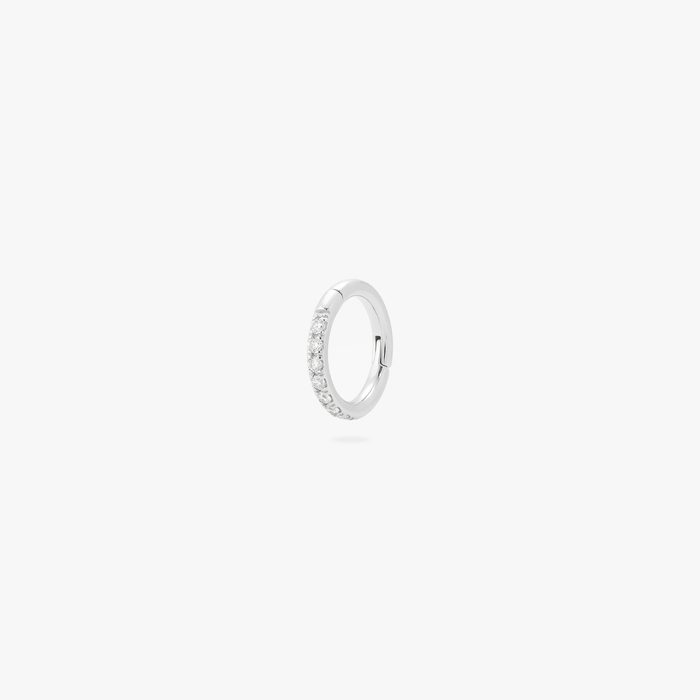 5mm silver pave clicker on a white background