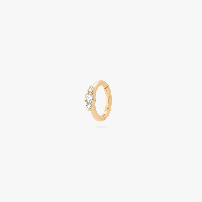 Gold 5mm Clicker with 3 small CZ stone accents