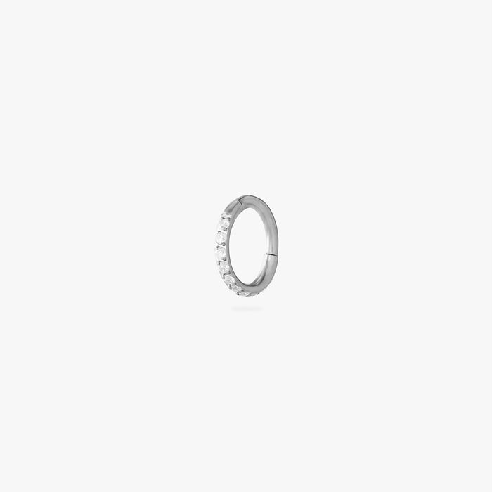 6mm seamless pave clicker in silver color:null|silver