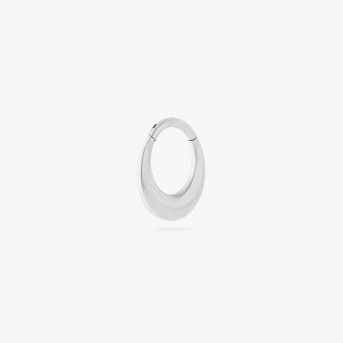 This is an image of a silver-toned titanium clicker that has an 8mm diameter and appears chunky at the bottom.