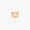 This image shows a titanium 14k gold plated clicker with 5 solid fringe dangles