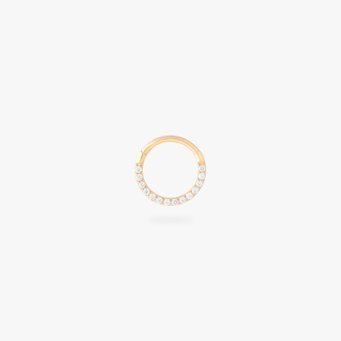 8mm seamless front set pave clicker in gold color:null|gold