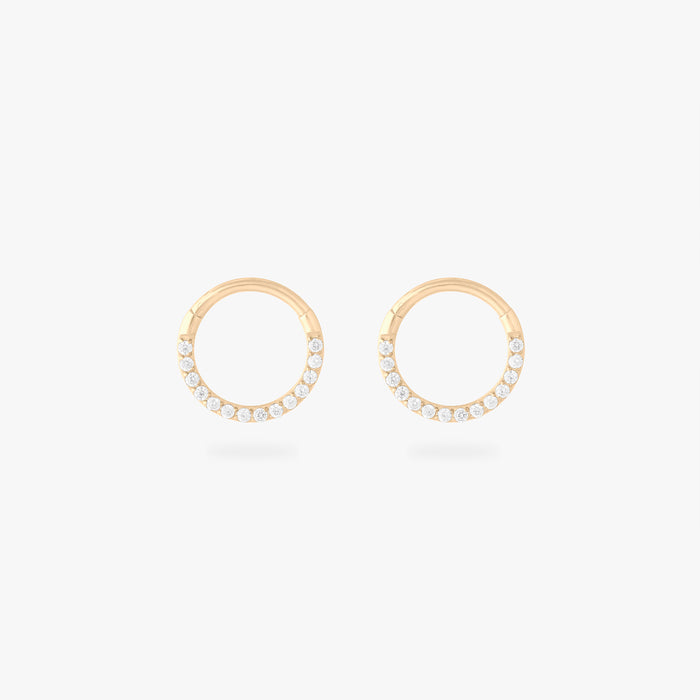 8mm seamless front set pave clicker in gold [pair] color:null|gold