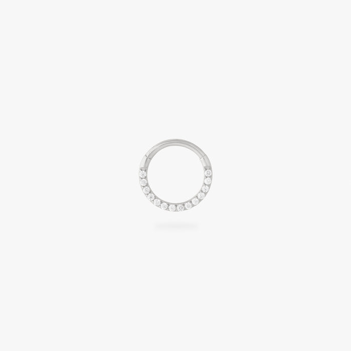 8mm seamless front set pave clicker in silver color:null|silver