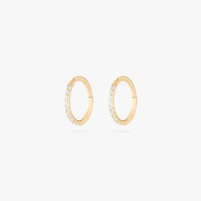 8mm seamless pave clicker in gold [pair] color:null|gold