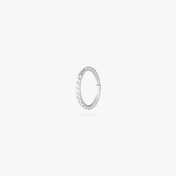 8mm seamless pave clicker in silver color:null|silver