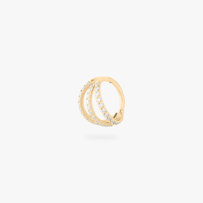 gold triple pave clicker with cz stone accents color:null|gold/clear