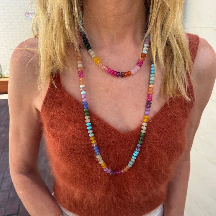 Rainbow Jade Beaded Necklace - 18"