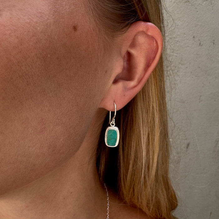 Turquoise Cushion Earrings - Silver
