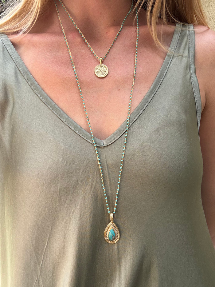 Turquoise Beaded Woven Necklace