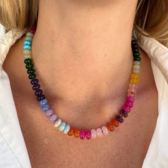 Rainbow Jade Beaded Necklace - 18"