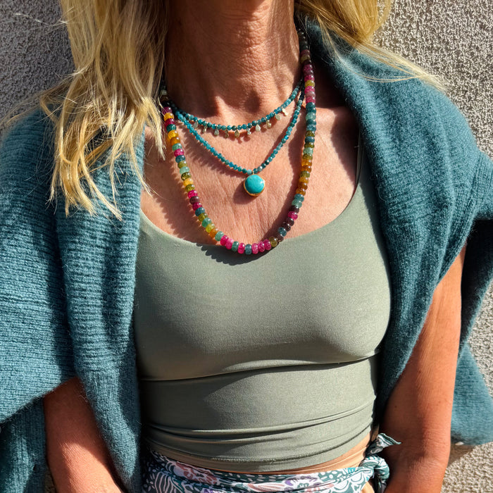 Multi-Color Jade Beaded Necklace - 20-22"