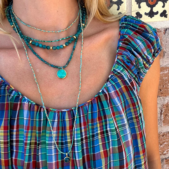Turquoise Beaded Necklace - 15-17"