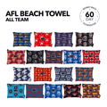 AFL beach towel featuring all 18 team logos and colors in repeating pattern design
