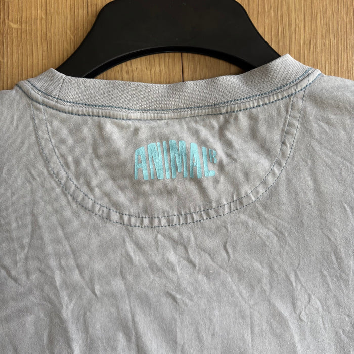 Animal Surf Camper Van Graphic T Shirt Grey Y2K Embroidered Size L