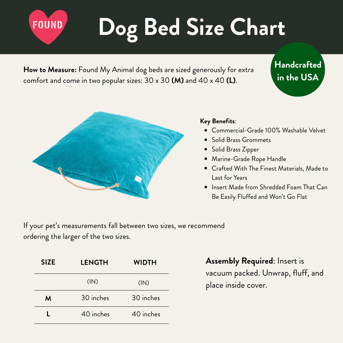 Aqua Washable Velvet Dog BedDog BedsFound My AnimalM