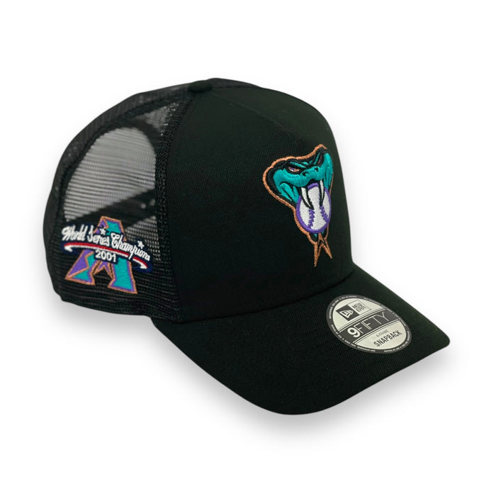 ARIZONA DIAMONDBACKS (BLACK) (2001 WS CHAMPIONS) "9FIFTY AFRAME" TRUCKER NEW ERA SNAPBACK