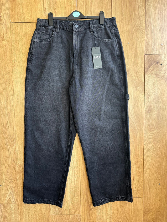 Avirex AVX Black Carpenter Jeans Wide Leg Baggy Workwear Skater Size M