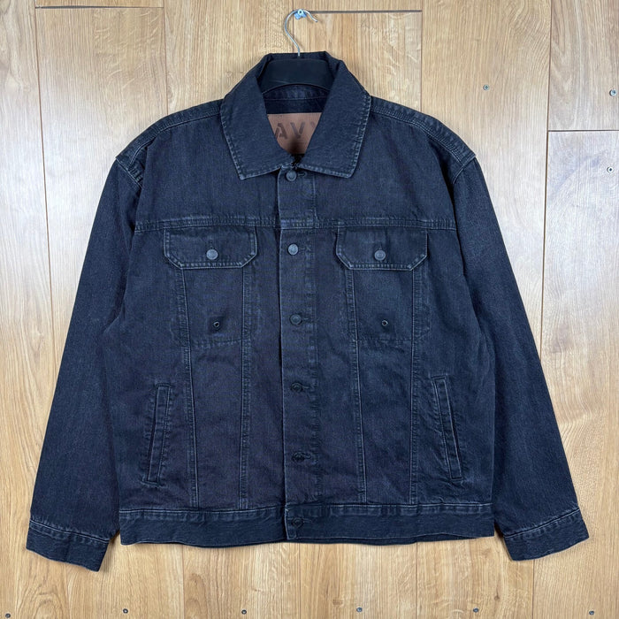 AVX By Avirex Black Denim Jacket Trucker Overshirt Men's Medium RRP £120
