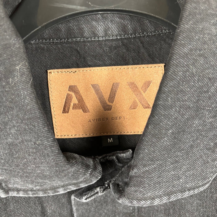 AVX By Avirex Black Denim Jacket Trucker Overshirt Men's Medium RRP £120