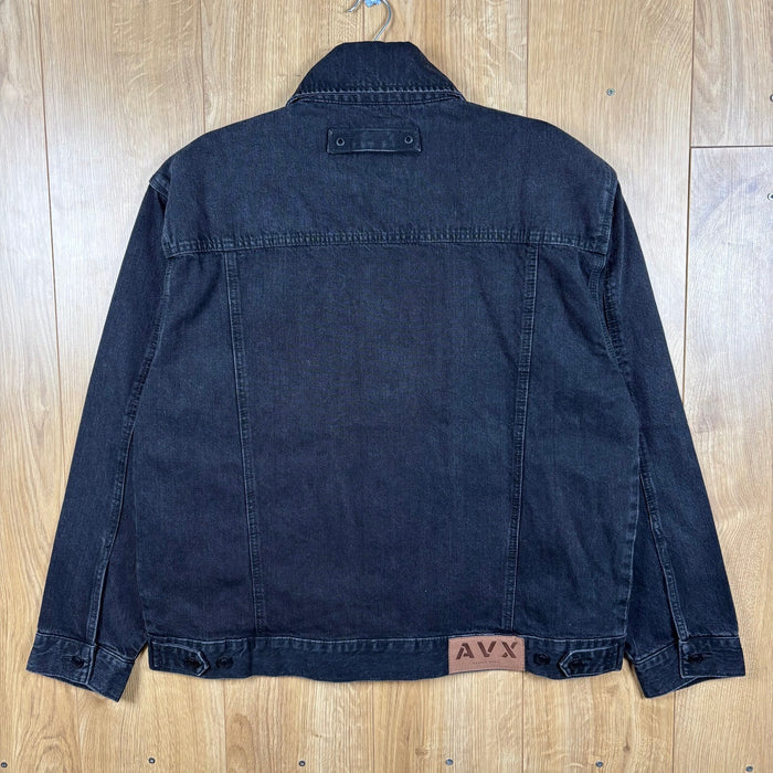 AVX By Avirex Black Denim Jacket Trucker Overshirt Men's Medium RRP £120