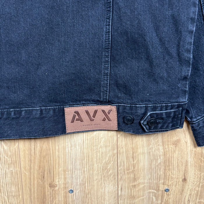 AVX By Avirex Black Denim Jacket Trucker Overshirt Men's Medium RRP £120
