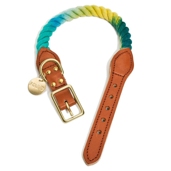 Azure Cotton Rope Cat & Dog CollarDog CollarsFound My AnimalXS