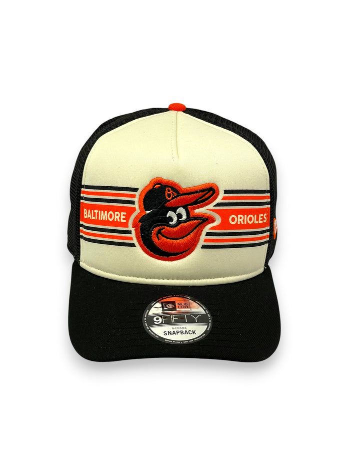 BALTIMORE ORIOLES (BANNER LOGO) A-FRAME TRUCKER MESH NEW ERA 9FIFTY SNAPBACK