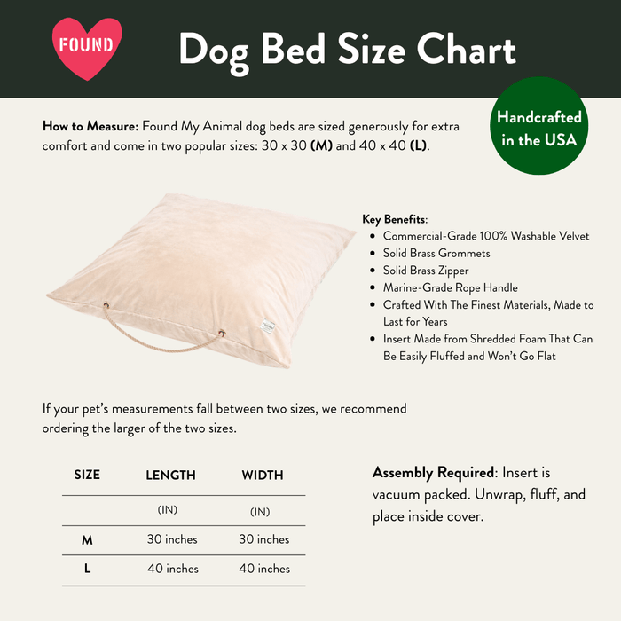 Beige Washable Velvet Dog BedDog BedsFound My AnimalM