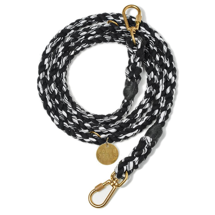Black And White Up-Cycled Rope Dog Leash by Found my animal | Adjustable & HandcraftedShop LeashesFound My AnimalS