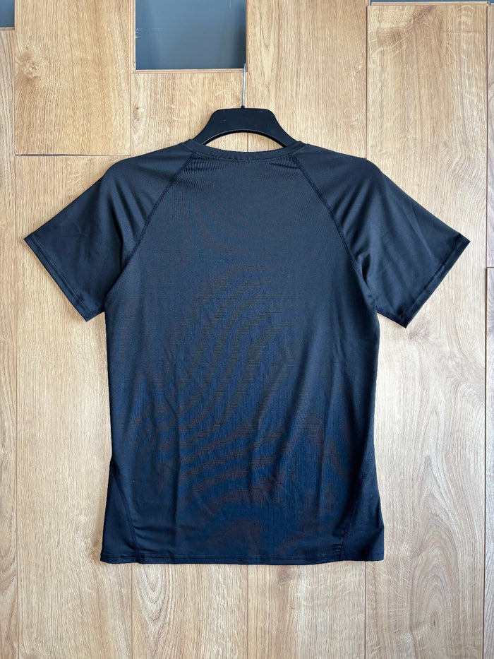 Black Compression Base Layer Gym Running T Shirt Size M Stretch Athletic
