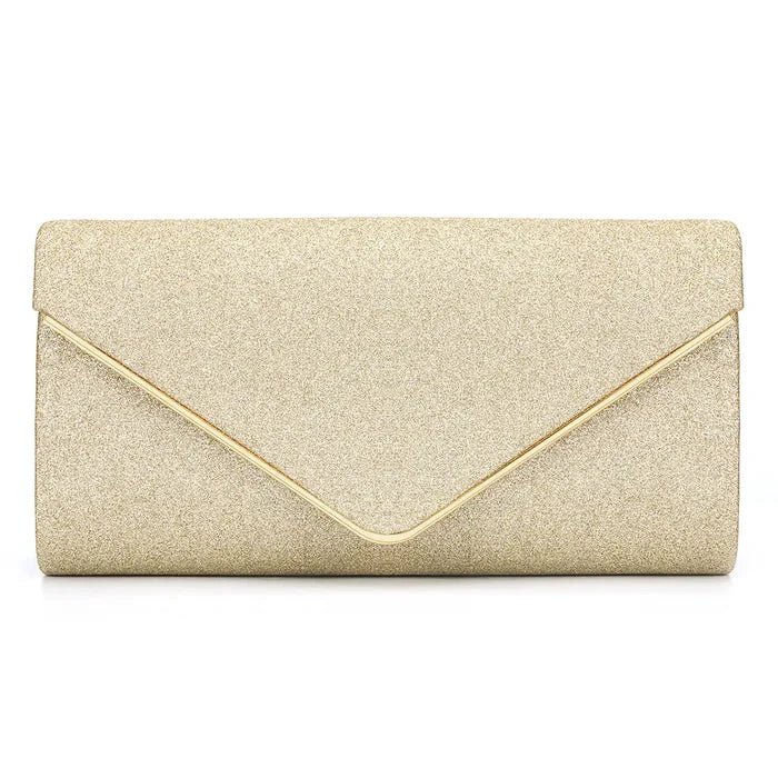 Black Glitter Envelope Clutch Bag for Women Evening Use