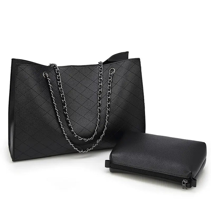 Black Rhombus Chain Shoulder Bag for Women
