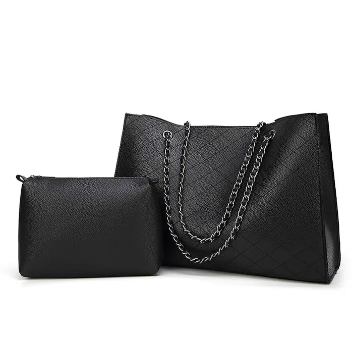 Black Rhombus Chain Shoulder Bag for Women