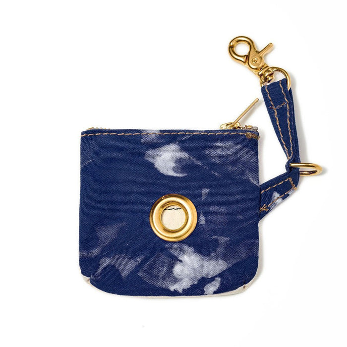 Blue Tie Dye Waxed Cotton Canvas Poop Bag PouchPoop Bag PouchesFound My Animal