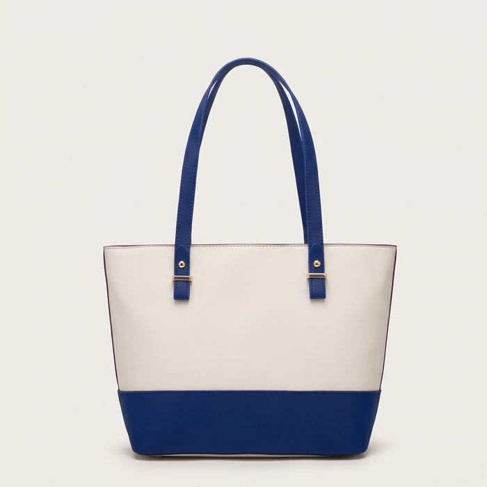 Blue White 3-Piece Women's Tote Set with Top Handle