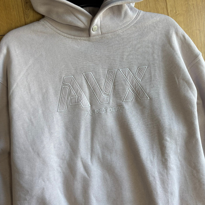 BNWT AVX Avirex Dept Vital Hoodie Lilac Embroidered Logo Oversized Heavyweight M