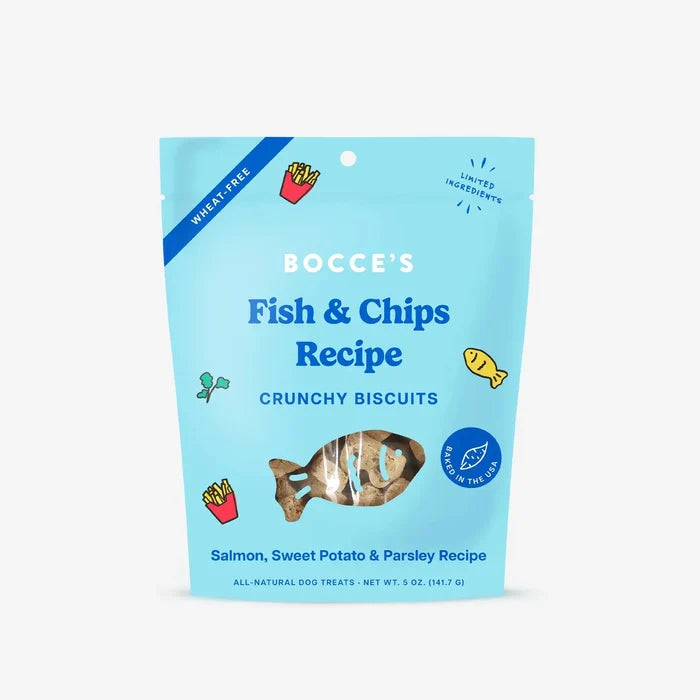 Bocce's Bakery Fish & Chips Biscuits Crunchy Dog TreatsDog TreatsFound My Animal