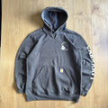 Carhartt Grey Spellout Sleeve Hoodie Sweatshirt Size L