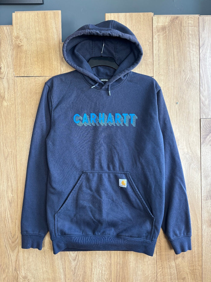 Carhartt Rain Defender Hoodie Navy Blue Loose Fit Pullover Hooded Sweatshirt S