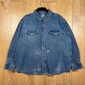 Carhartt Relaxed Fit Denim Western Shirt Blue 3XL Distressed Snap Button