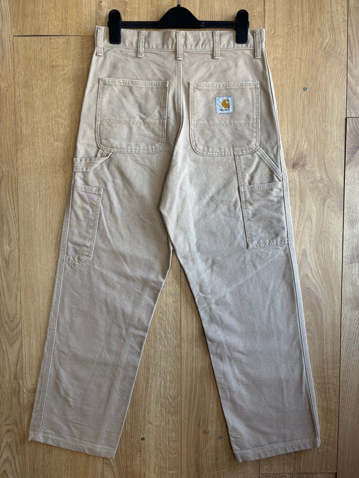 Carhartt WIP Single Knee Canvas Carpenter Work Pants Beige W27 L32